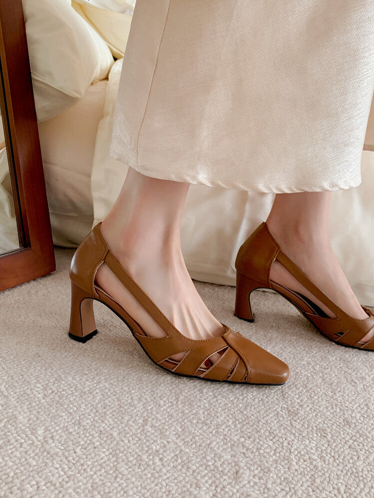 Karin Luna Hot-Selling Retro Big Item Big Goods Available for sale all seasons French-style Hollow Out Single Shoes Full leather inside and out