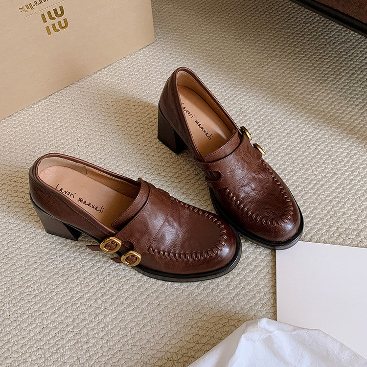 Karin Luna Bestseller Hot-Selling Derivative Edition Self-contained Strap Buckle Casual Loafers