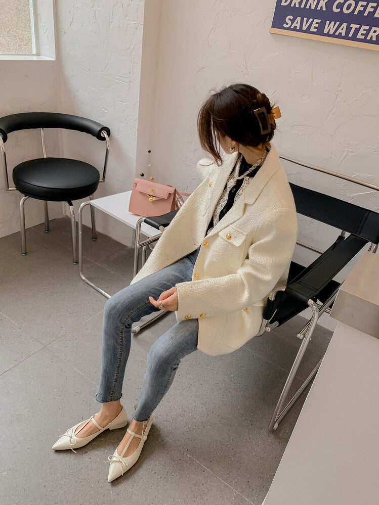 Karin Luna is a perfect Korean drama heroine~French Retro Style Full leather inside and out Pointed Bowknot