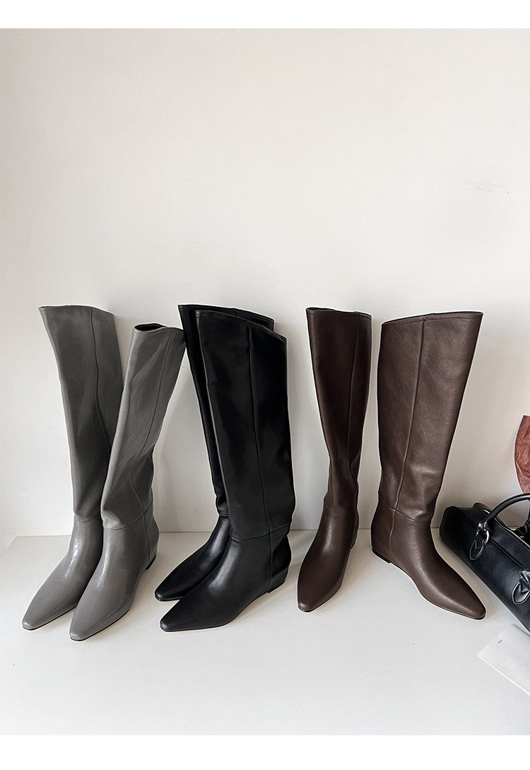 Karin Luna Elegant Style Slanted Inner Height-Increasing Long Boots