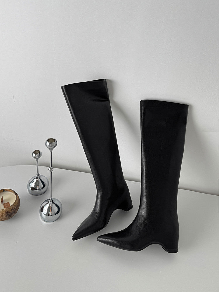 Karin Luna Hot-Selling Internal Height Increase Pointed Toe Straight-Leg Hot-Selling Long Boots