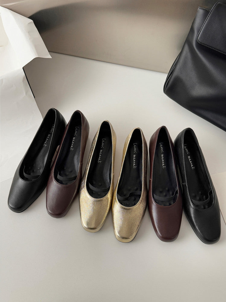 Karin Luna In Stock Spot Goods    Retro Elastic Band Chunky Heel Single Shoes