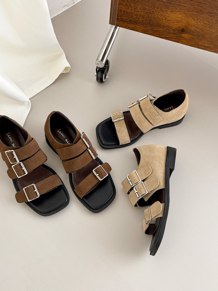 Karin Luna In Stock Spot Goods   Casual Belt Buckle Thick-soled Versatile Sandals