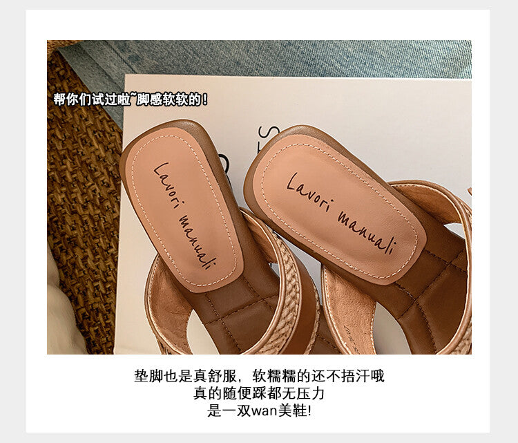 Karin Luna Hot-Selling In Stock  Retro Wedge Belt Square Toe Irregular Heel
