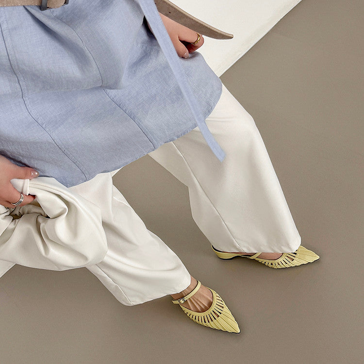 Karin Luna Casual Feel~In stock Pointed Toe Hollow Design Note Pointed Toe Slippers