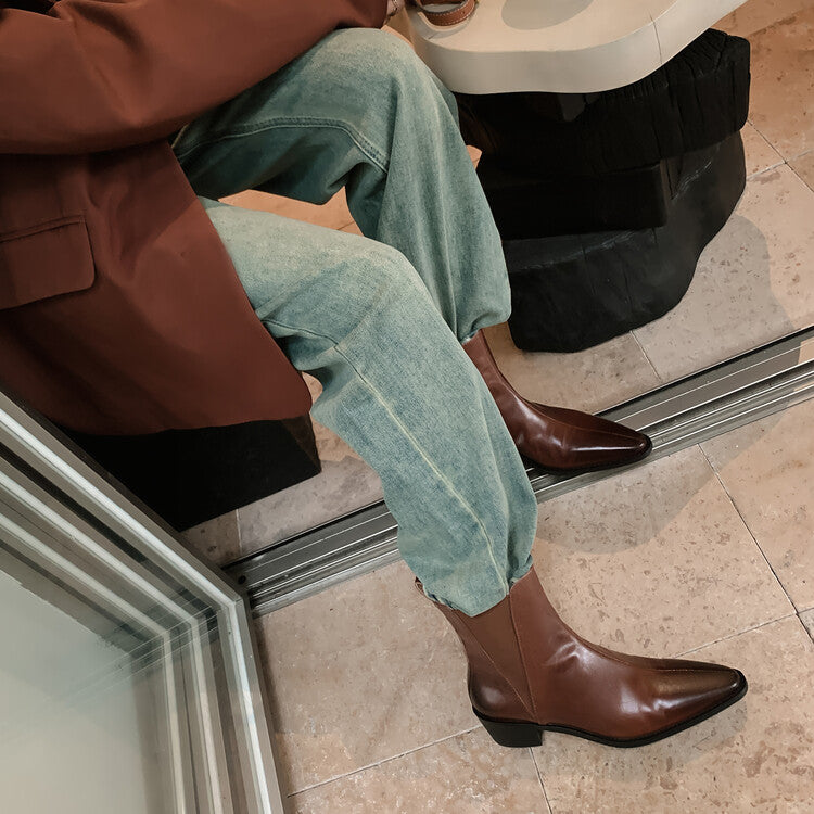 Karin Luna In Stock In stock   Classic first-layer cowhide Chelsea elastic ankle boots