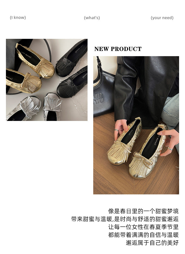 Karin Luna In Stock Spot Goods   Tassel Round Toe Hidden Wedge Mary Jane Shoes