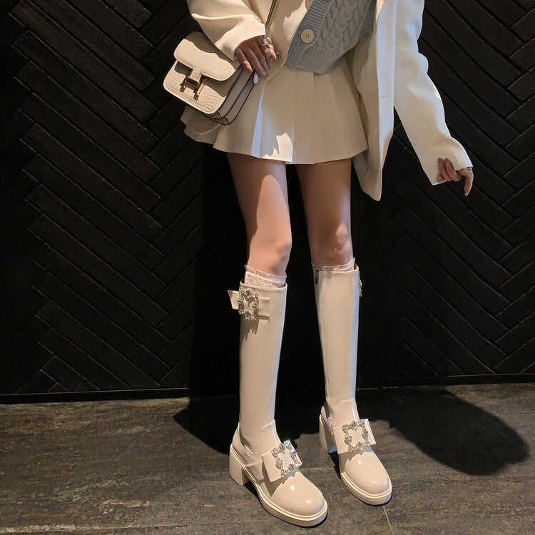Karin Luna has prepared stock  Custom Large Square Buckle Bowknot Fastener Elegant Long Boots