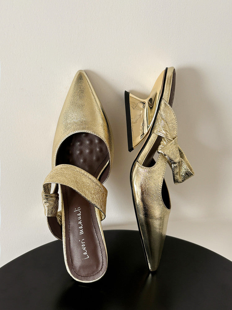 Karin Luna In Stock Spot Goods  Pointed Toe Irregular Heel Elegant Retro Strap Slippers