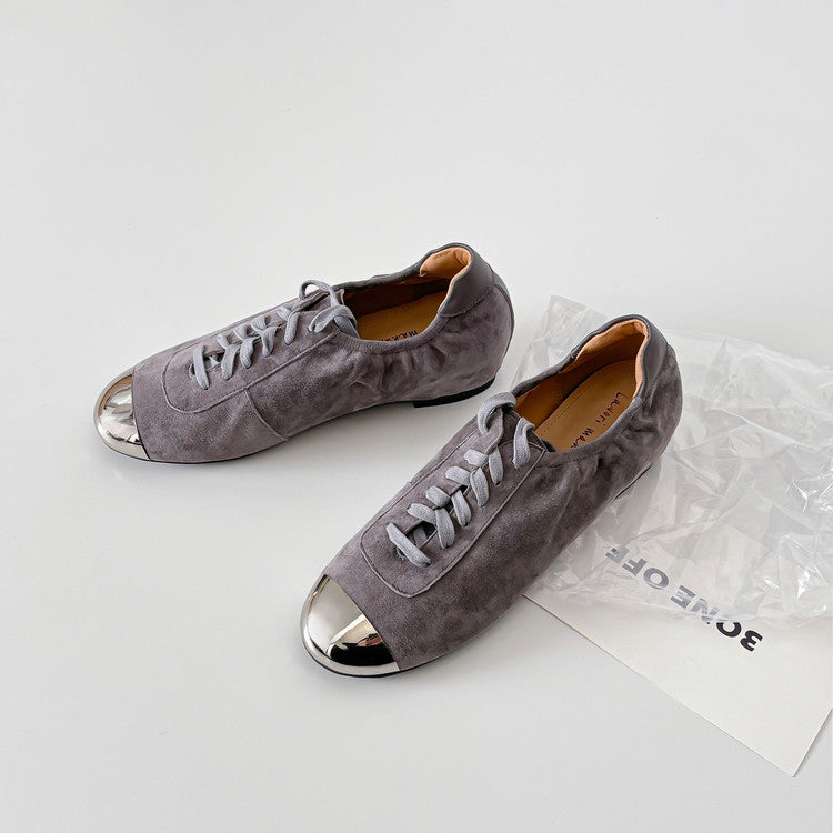 Karin Luna In Stock In Stock  High-end Metal Toe Lace-up Flats