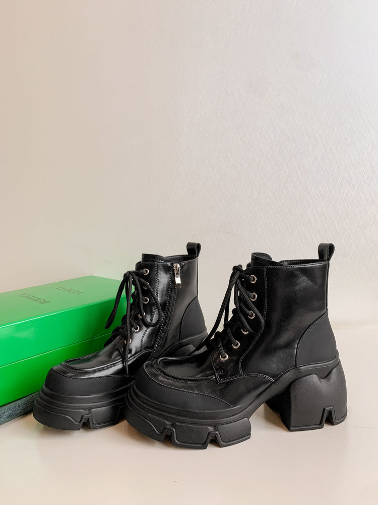 Karin Luna Casual Thick Sole Lace-up Short Boots