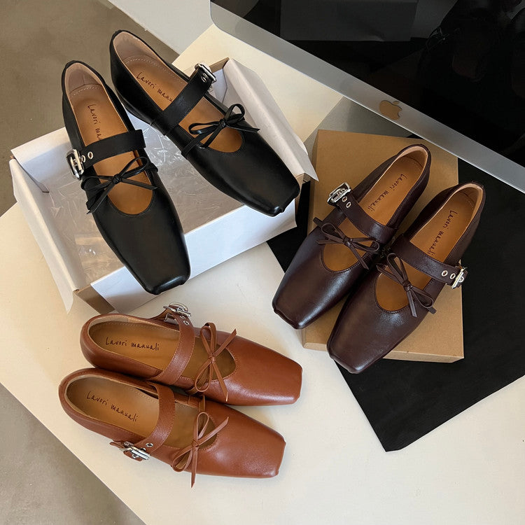 Karin Luna In Stock Spot Goods  Square Toe Internal Height Increase Detachable Bowknot