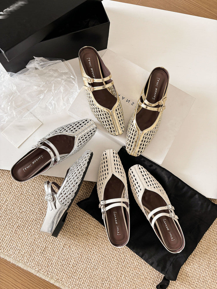 Karin Luna In Stock Spot Goods Hollow Woven One-Strap Closed-Toe Slippers