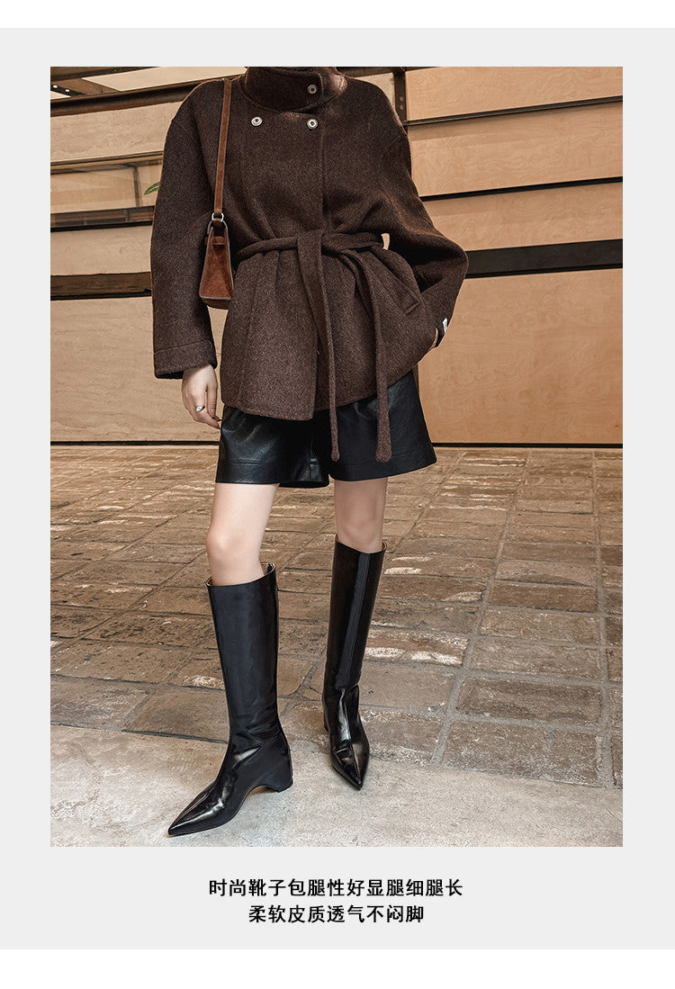 Karin Luna Elegant Style Pointed Toe Internal Height Increase Long Boots