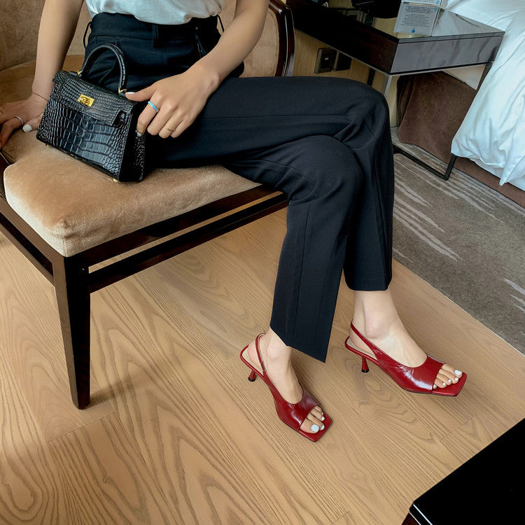 Karin Luna Classic Style Square Toe Open Toe French Retro Sandals