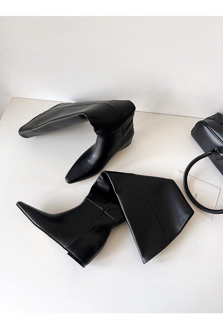 Karin Luna Elegant Style Slanted Inner Height-Increasing Long Boots