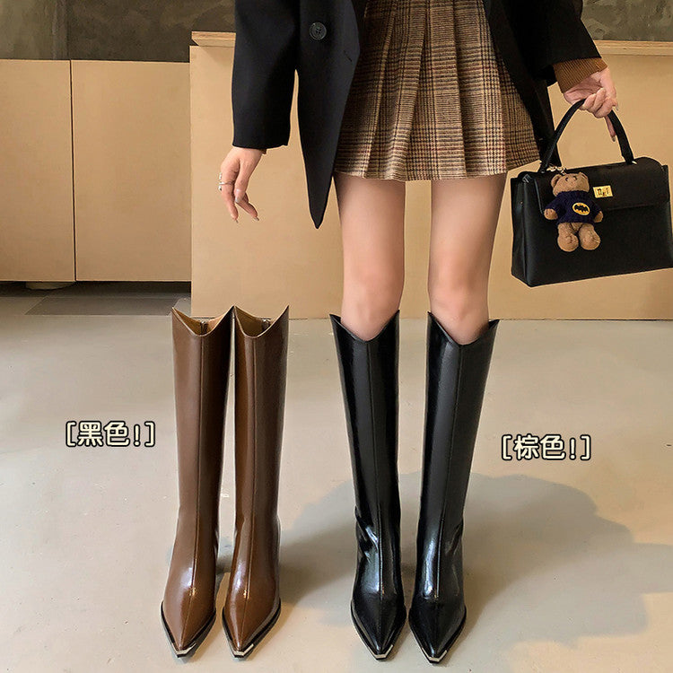 Karin Luna In Stock In-stock Pointed Toe Elegant High Heels v Slimming Effect Long Boots