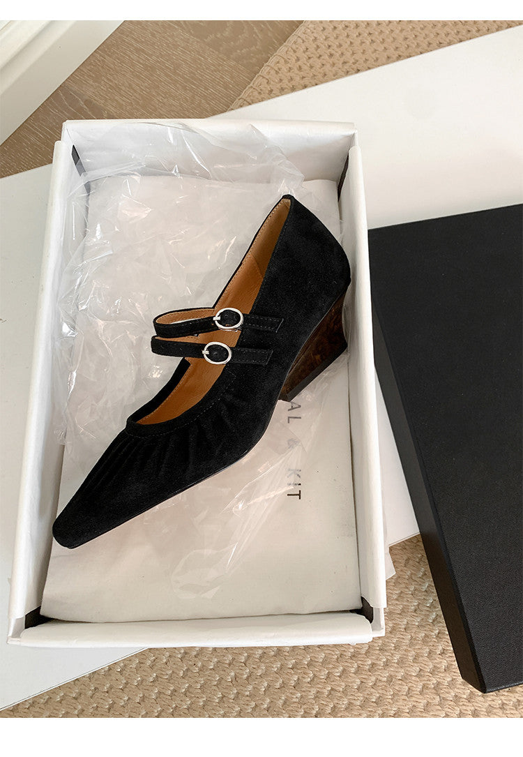 Karin Luna Full Leather Inside and Out Popular Element Amber Heel Elegant French Style Single Shoes