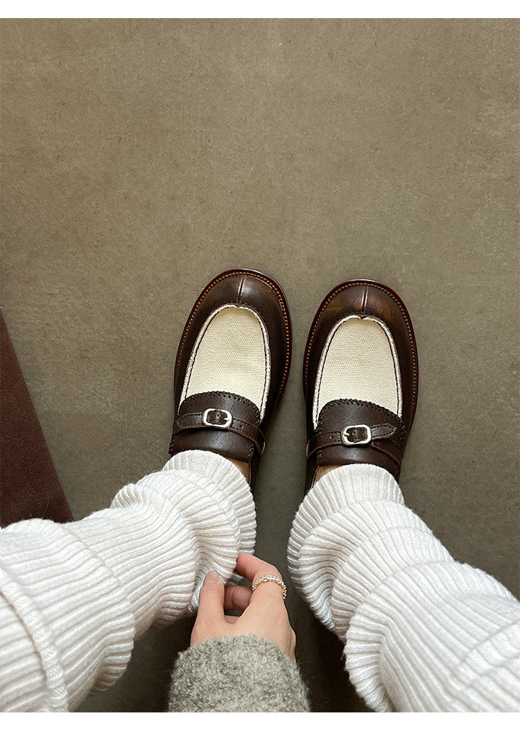 Karin Luna Casual Shoes Series~  In stock Classic color-blocking British style deep-mouth single shoes
