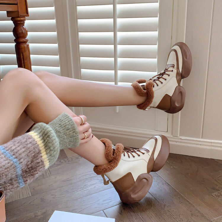 Karin Luna In Stock  Spot Goods  Hot-selling Sports Thick Sole Thickened Fur Snow Boots Full cowhide