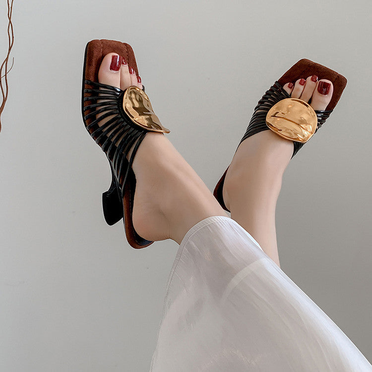 Karin Luna Bestseller Popular New Image  Comes with data plan included Resort Style Irregular Heel Thin Strap Slippers