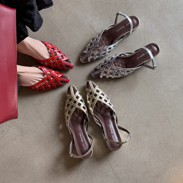 Karin Luna Braided Style ~Cross-woven Pointed Toe Closed-toe Sandals