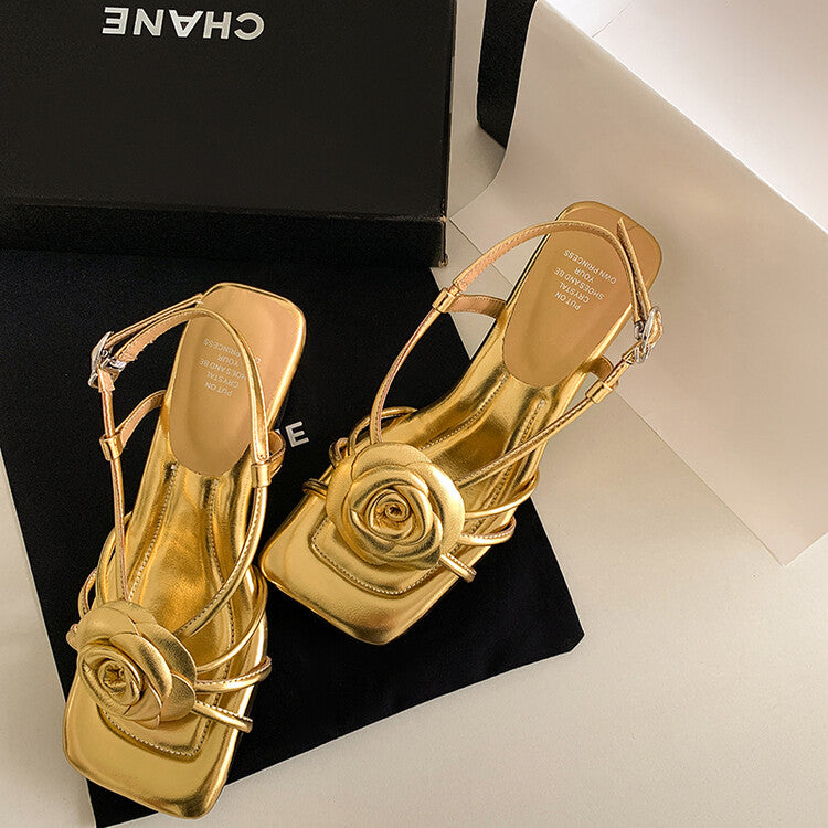 Karin Luna Exquisite Camellia ~French Retro Open-Toe Sandals