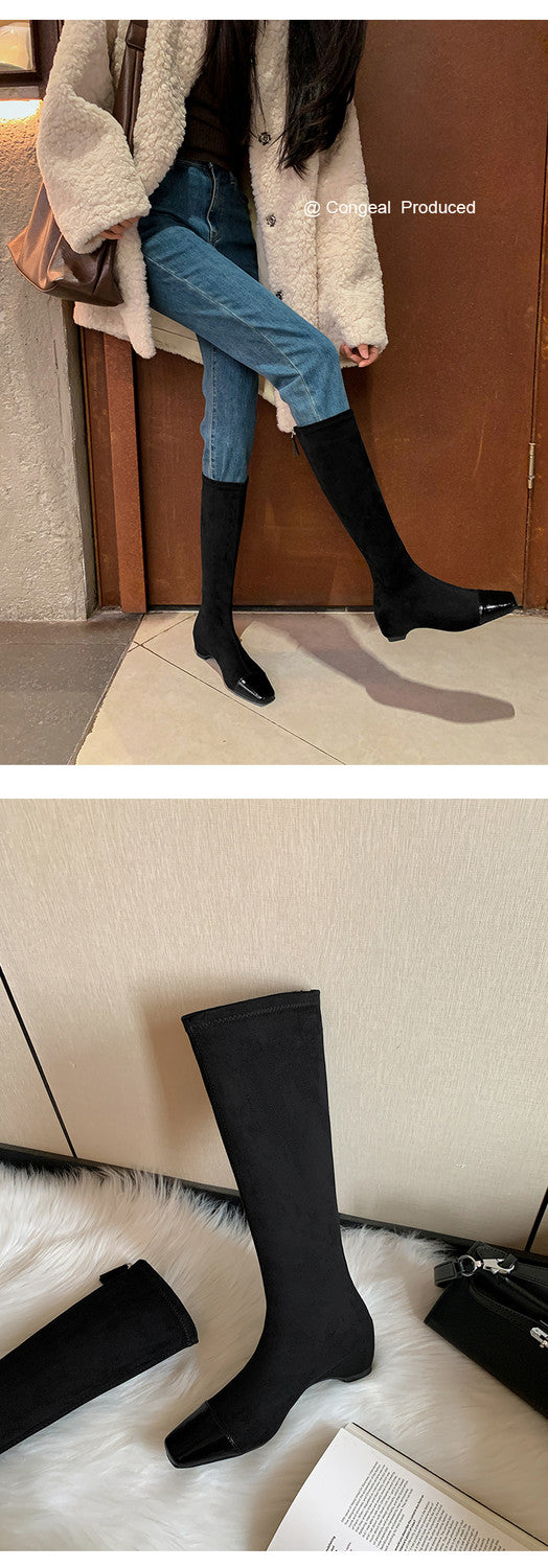 Karin Luna In Stock In Stock Patchwork Long Boots Elegant Versatile
