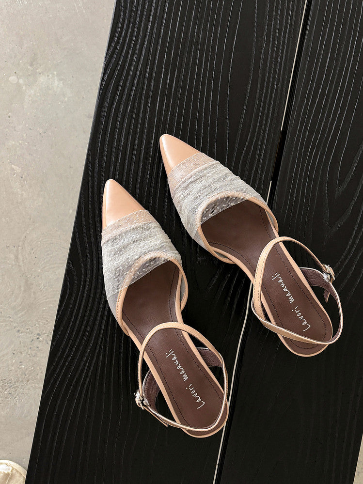 Karin Luna In Stock Spot Goods  Elegant Mesh Pointed Toe Sandals