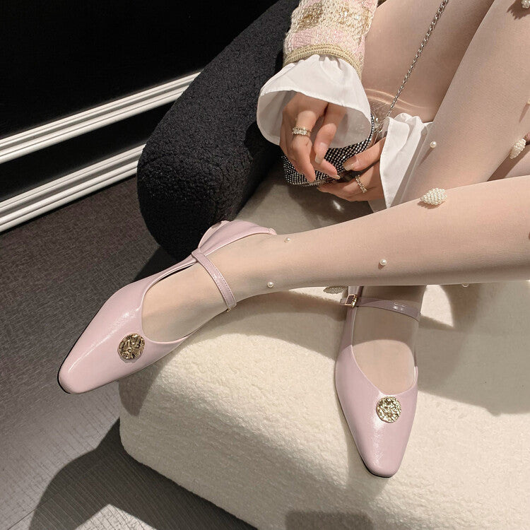 Karin Luna Camellia Story~In stock  Full Leather Shallow Mouth Single Shoes