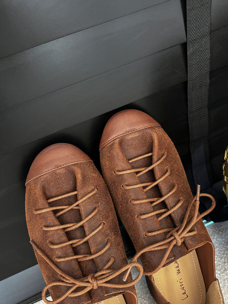 Karin Luna In Stock In Stock   Xiaohongshu Hot-Selling Lace-Up Round-Toe Deep Mouth Single Shoes