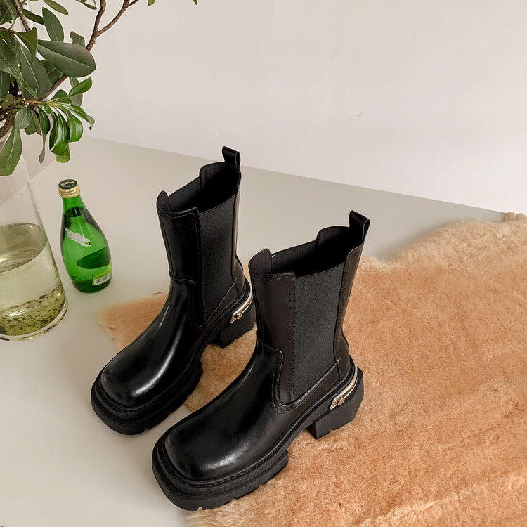 Karin Luna da Brand Series~Rear Metal Decoration Thick Sole Stretch Boots