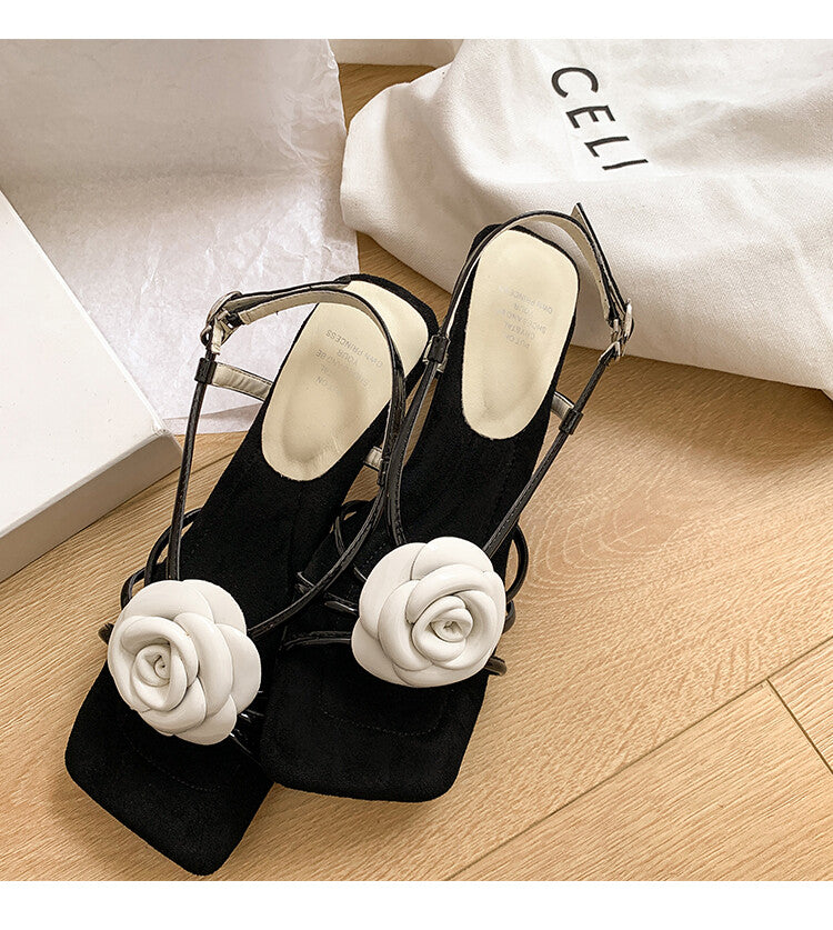 Karin Luna Exquisite Camellia ~French Retro Open-Toe Sandals