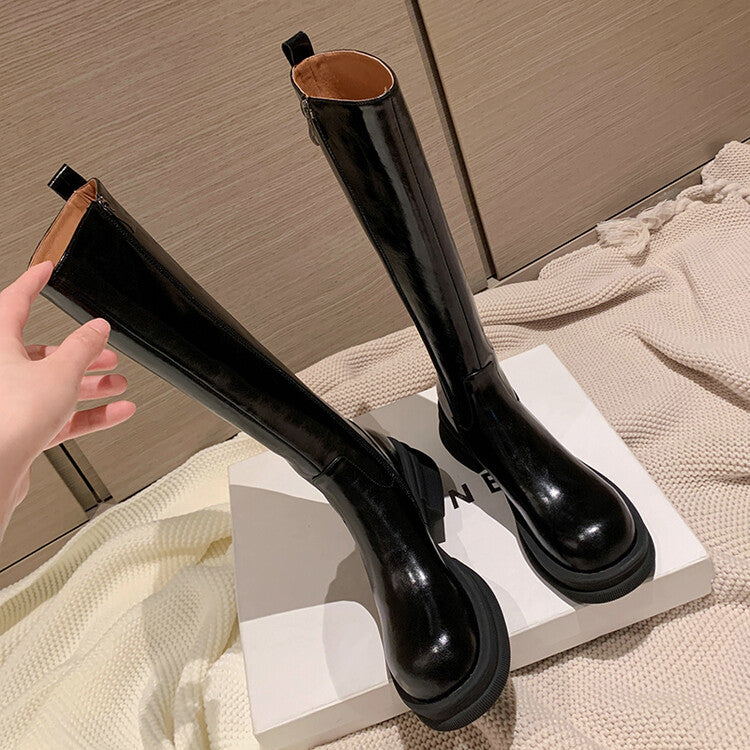 Karin Luna In Stock Spot Goods  Always in stock  Classic Basic Style Round Toe Thick Sole Knight Boots