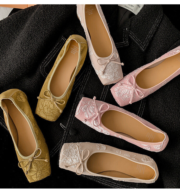 Karin Luna In Stock  In stock  Vintage Chinese Style Embroidered Rose~ Butterfly Knot Granny Shoes