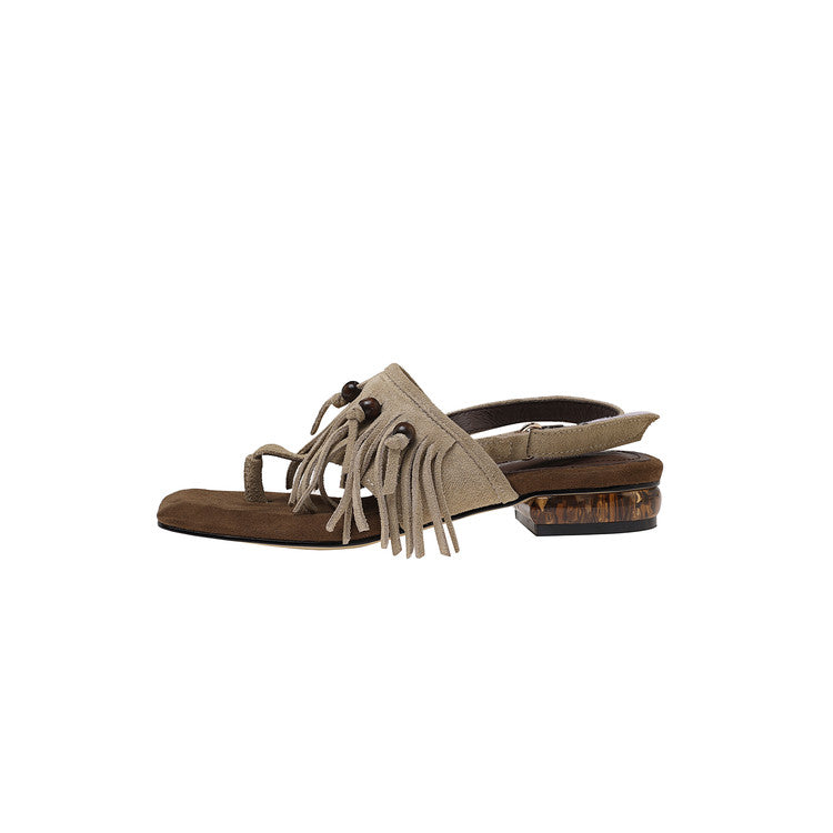 Karin Luna  Tassel Series~Spot Goods  In-stock Clip-toe Square Toe Sandals