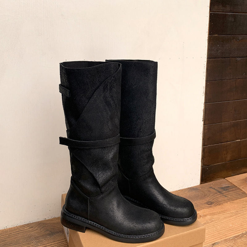 Karin Luna In Stock Spot Goods   Heavy-duty Edition Highly Consuming Material Round Toe Long Boots