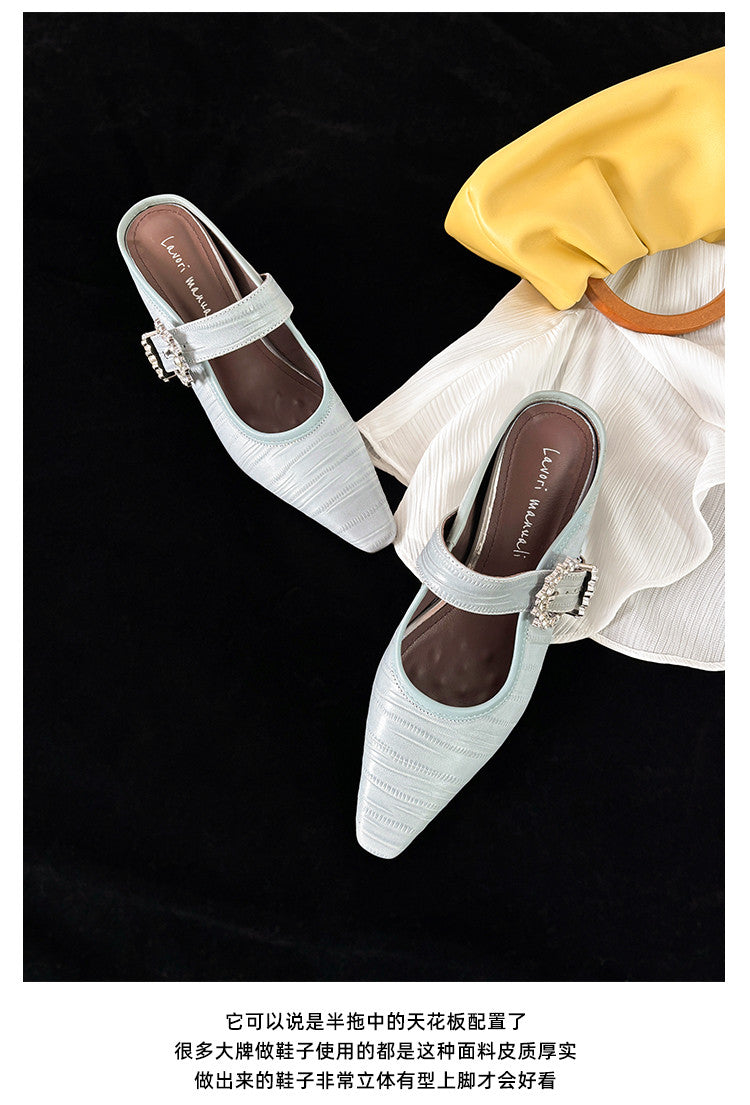 Karin Luna In Stock Spot Goods Full Layer Rhinestone Exquisite Closed-Toe Slippers