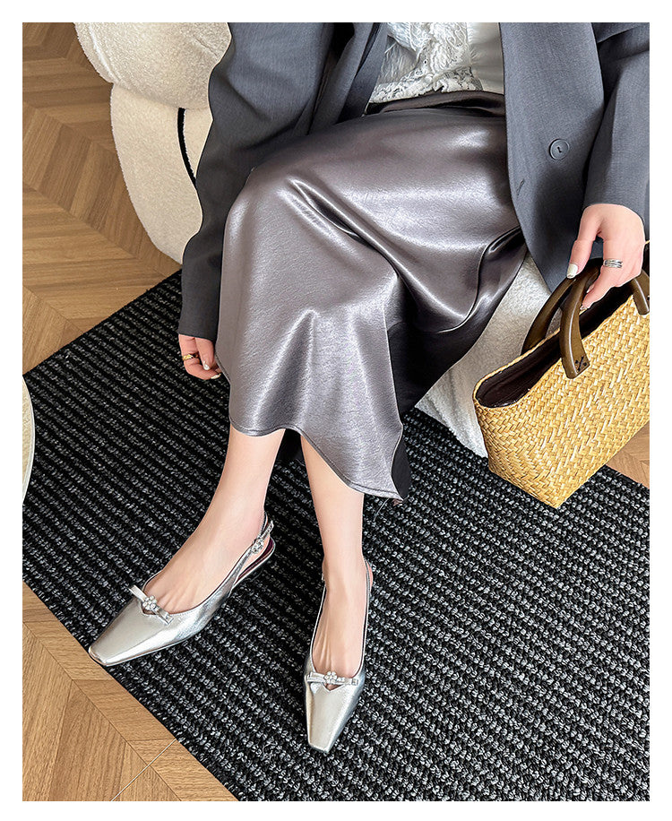 Karin Luna In Stock In Stock Sweet Bowknot Small Square Toe Chunky Heel Closed-toe Elegant Retro Sandals