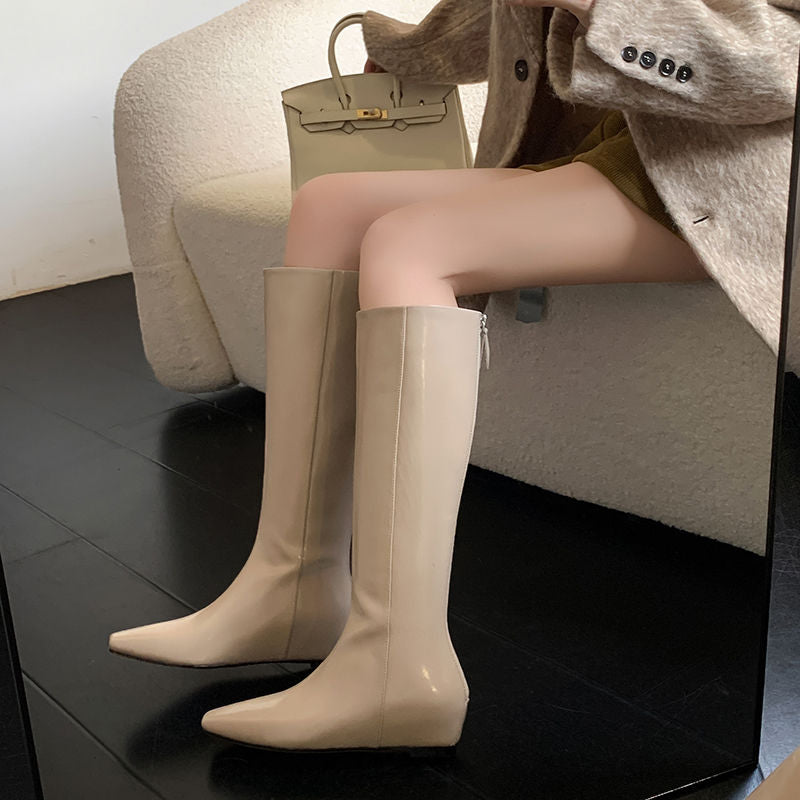 Karin Luna Minimalist Style Square-Toe Hidden Heel Long Boots
