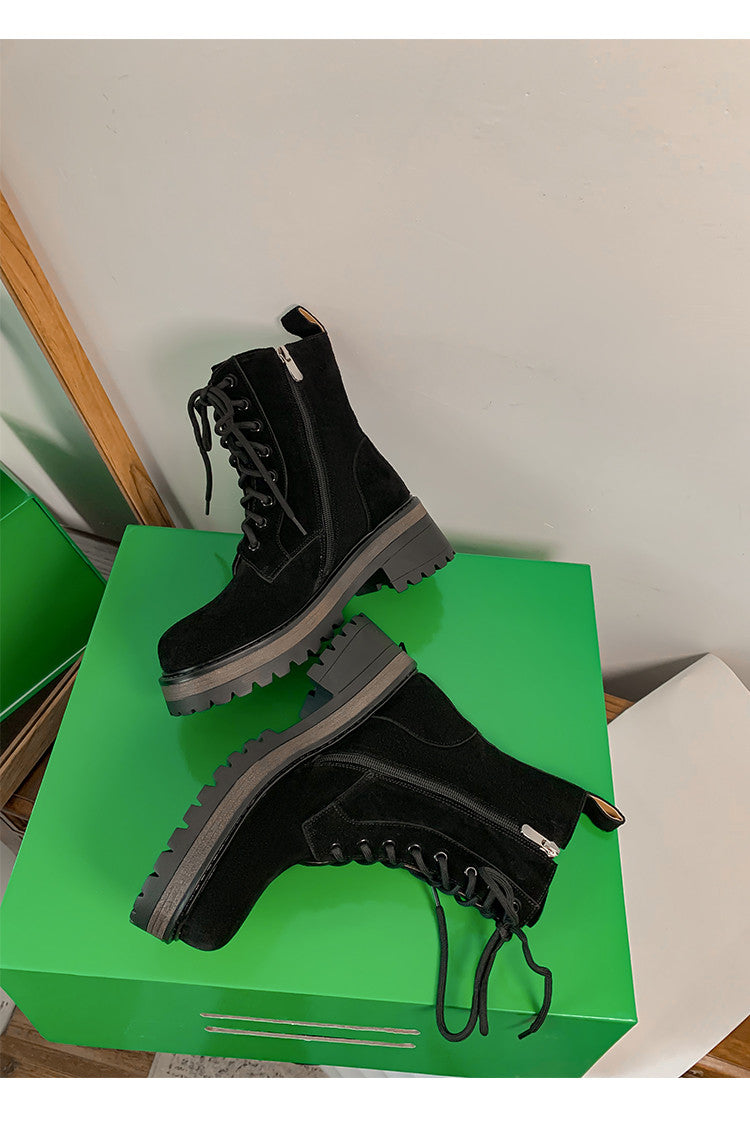 Karin Luna In Stock Casual style thin strap round toe suede ankle boots