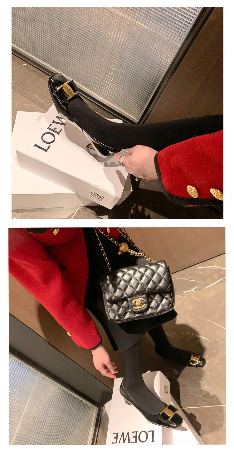 Karin Luna In Stock Spot Goods Classic Bestseller Ferragamo Full Leather Inside and Out Commuting Four Seasons Can Be Worn！