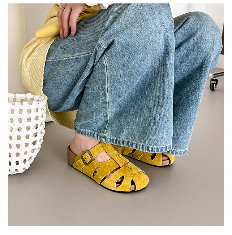 Karin Luna Full Layer Inside and Out~Basic Versatile Perforated Round Toe Birkenstock Slippers