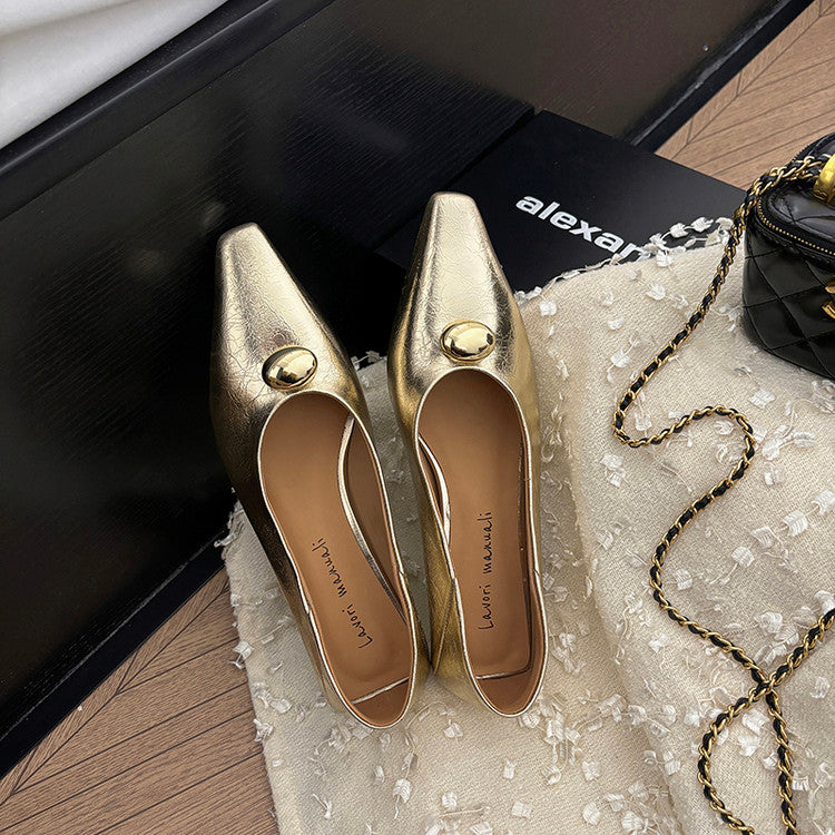 Karin Luna In Stock In Stock ~Basic Versatile French Style Small Square Toe Shallow Mouth Single Shoes