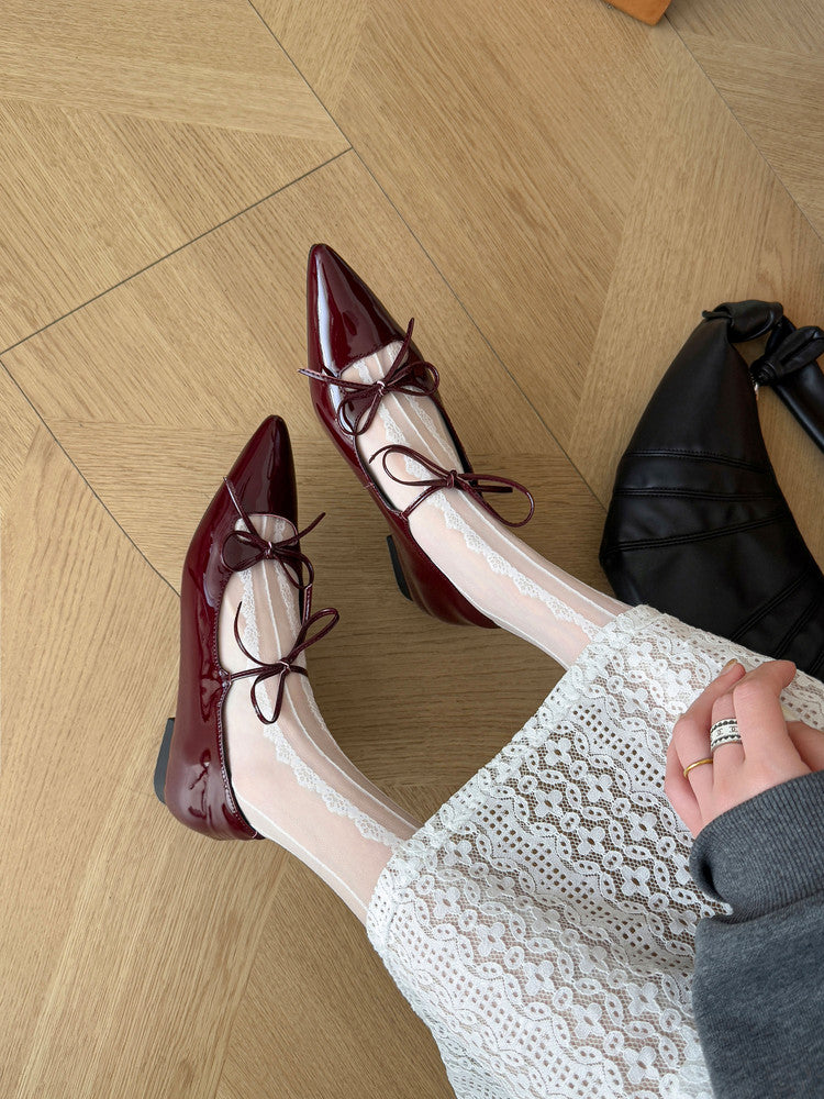 Karin Luna In Stock Spot Goods  Hot-selling Element Bowknot Square Toe Pointed Toe Single Shoes