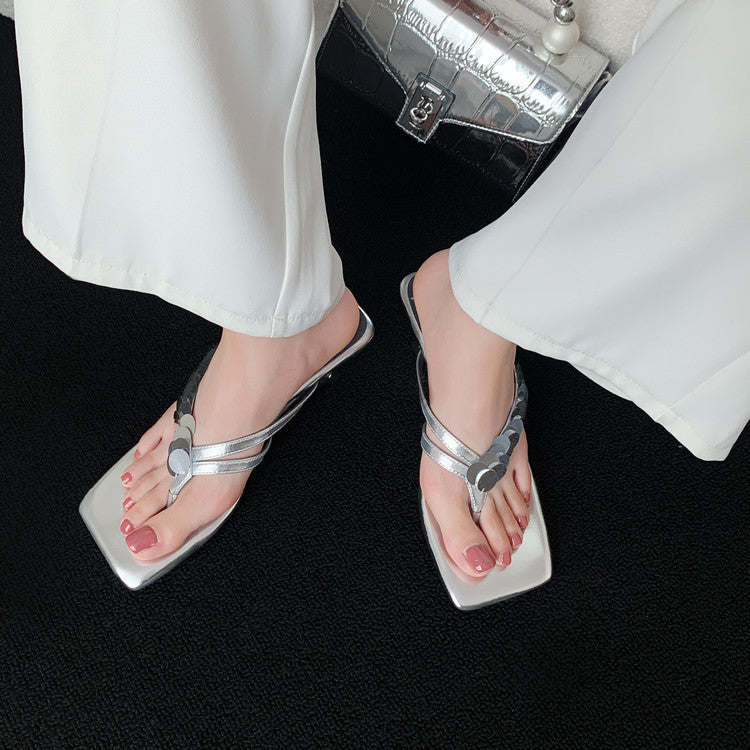 Karin Luna In Stock Spot Goods   Sequin One-Strap Irregular Heel Sofa Insole Flip-Flops