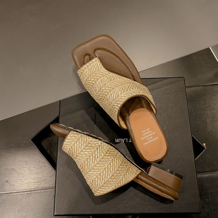 Karin Luna Bestseller  Popular  Data Hot-Selling Toe-Clip Straw Vacation Style Slippers