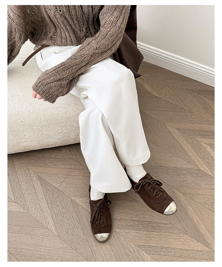 Karin Luna In Stock In Stock  High-end Metal Toe Lace-up Flats
