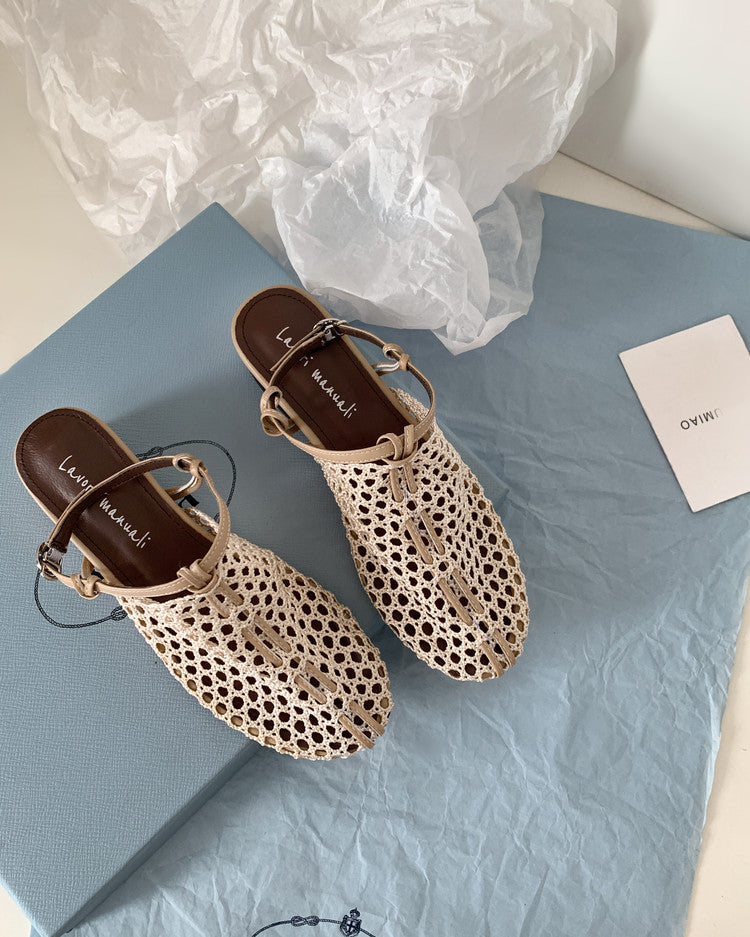 Karin Luna In Stock Spot Goods  Resort Style Series~Casual woven closed-toe flat sandals