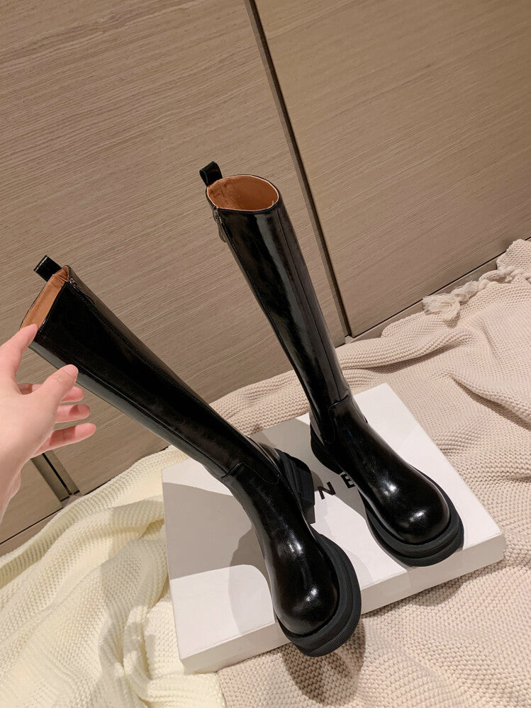 Karin Luna In Stock Spot Goods  Always in stock  Classic Basic Style Round Toe Thick Sole Knight Boots